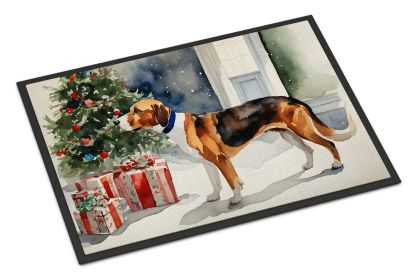English Foxhound Cozy Christmas Doormat Front Door Mat Indoor Outdoor Rugs for Entryway, Non Slip Washable Low Pile, 18H X 27W -F
