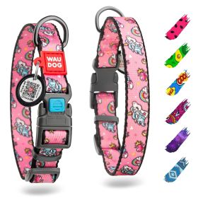 Nylon Dog Collar Adjustable for Large Dogs S/M Dogs Collar with Durable Plastic Buckle 9-14 inch Neck x 3/5 inch Wide Unicorn Pattern