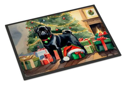 Pug Cozy Christmas Doormat Front Door Mat Indoor Outdoor Rugs for Entryway, Non Slip Washable Low Pile, 18H X 27W -C