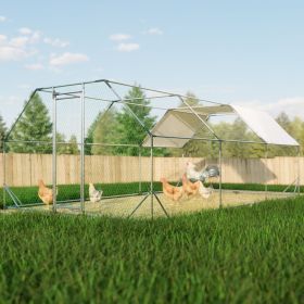 10 ft. x 20 ft. Galvanized Large Metal Walk in penCage Farm Poultry Run Hutch Hen House