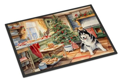 Alaskan Malamute Christmas Cookies Doormat Front Door Mat Indoor Outdoor Rugs for Entryway, Non Slip Washable Low Pile, 18H X 27W -H