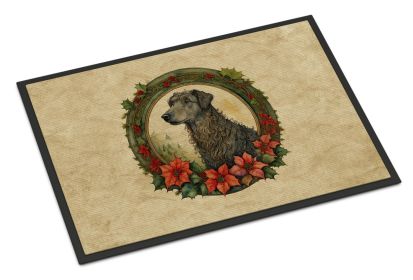 Scottish Deerhound Christmas Flowers Doormat Front Door Mat Indoor Outdoor Rugs for Entryway, Non Slip Washable Low Pile, 18H X 27W -G