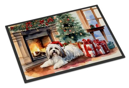 Havanese Cozy Christmas Doormat Front Door Mat Indoor Outdoor Rugs for Entryway, Non Slip Washable Low Pile, 18H X 27W -D