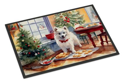 American Eskimo Christmas Cookies Doormat Front Door Mat Indoor Outdoor Rugs for Entryway, Non Slip Washable Low Pile, 18H X 27W -J