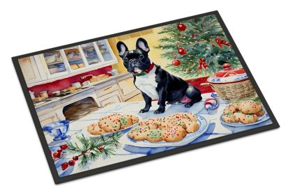 French Bulldog Christmas Cookies Doormat Front Door Mat Indoor Outdoor Rugs for Entryway, Non Slip Washable Low Pile, 18H X 27W -J