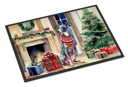 Italian Greyhound Cozy Christmas Doormat Front Door Mat Indoor Outdoor Rugs for Entryway, Non Slip Washable Low Pile, 18H X 27W -A