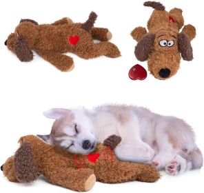 Puppy Heartbeat Stuffed Animal for Dog Anxiety 16.5" x 7.8" x 5.5", Brown Dog Heartbeat Toy Plush Puppy Anxiety Relief Toy with Soft Cotton Padding-U