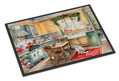 Alaskan Klee Kai Christmas Cookies Doormat Front Door Mat Indoor Outdoor Rugs for Entryway, Non Slip Washable Low Pile, 18H X 27W -C