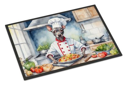 American Hairless Terrier The Chef Doormat Front Door Mat Indoor Outdoor Rugs for Entryway, Non Slip Washable Low Pile, 18H X 27W -H