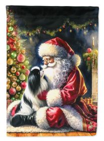 Japanese Chin & Santa Claus Garden Flag Mailbox Flag Decorative Yard Flag Banner Outside Patio Artwork Yard Flower Beds Garden