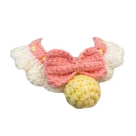 Pink Handmade Knitted  Dog Collar Pet Crochet Silent Bell Scarf Bib Photography Prop Knotbow Necklace