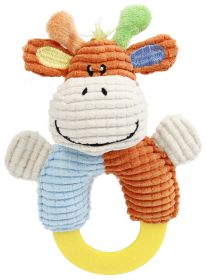 Pet Life 'Ring-O-Round' Plush Squeaking & Rubber Teething Newborn Puppy Dog Toy