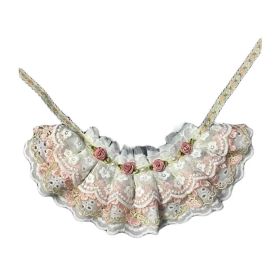 Handmade Retro Style Lace Collars Dog Necklace  Neckerchief Pink Rose 8.2"-11
