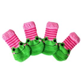 4 Pcs s Dogs Knitted Socks Cute Pink Green Frog Foot Covers Scratch Dirt Resistant Paw Protect Puppy Teddy Corgi Pet Shoes