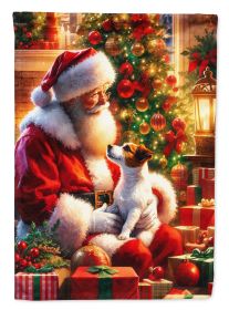 Jack Russell Terrier & Santa Claus Garden Flag Mailbox Flag Decorative Yard Flag Banner Outside Patio Artwork Yard Flower Beds Garden