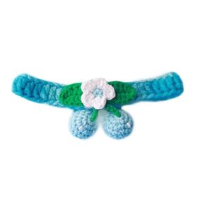 Blue Pet  Collar Handmade Knitting Necklace Teddy Bichon Cherry Crochet Scarf Bib