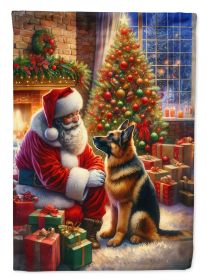 German Shepherd & Santa Claus Garden Flag Mailbox Flag Decorative Yard Flag Banner Outside Patio Artwork Yard Flower Beds Garden