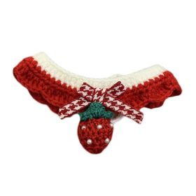 Handmade Knitted Pet Collar  Dog Crochet Necklace Cute Scarf Bib Red Strawberry Pet Charms