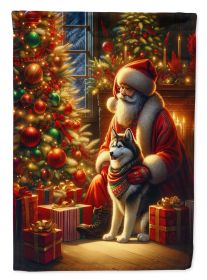 Siberian Husky & Santa Claus Garden Flag Mailbox Flag Decorative Yard Flag Banner Outside Patio Artwork Yard Flower Beds Garden
