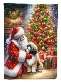 Lhasa Apso & Santa Claus Garden Flag Mailbox Flag Decorative Yard Flag Banner Outside Patio Artwork Yard Flower Beds Garden
