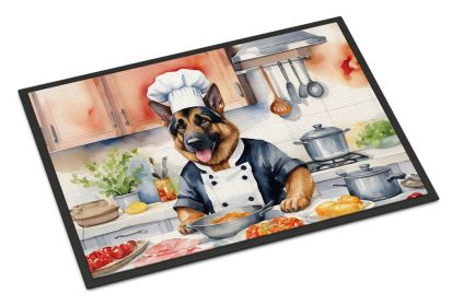 German Shepherd The Chef Doormat Front Door Mat Indoor Outdoor Rugs for Entryway, Non Slip Washable Low Pile, 18H X 27W -H