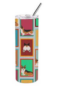 Lots of Sable Pembroke Corgi Stainless Steel Skinny Tumbler Vacuum Double Walled Reusable Insulated Travel Cup for Coffee with Lid, 20 oz -L
