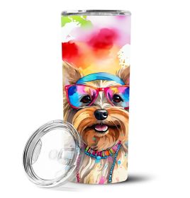 Yorkshire Terrier Hippie Dawg Stainless Steel Skinny Tumbler Vacuum Double Walled Reusable Insulated Tumbler Travel Cup Coffee Cocktails Lid 20 oz