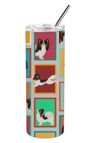 Lots of Tricolor Papillon Stainless Steel Skinny Tumbler Vacuum Double Walled Reusable Insulated Travel Cup for Coffee with Lid, 20 oz -G
