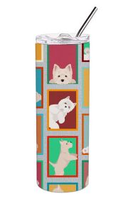 Lots of Westie Stainless Steel Skinny Tumbler Vacuum Double Walled Reusable Insulated Travel Cup for Coffee with Lid, 20 oz -I