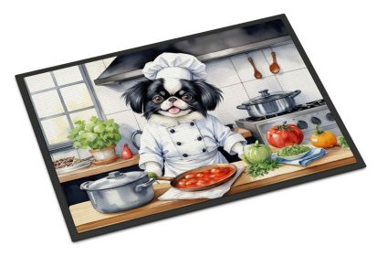 Japanese Chin The Chef Doormat Front Door Mat Indoor Outdoor Rugs for Entryway, Non Slip Washable Low Pile, 18H X 27W -B