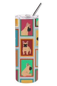 Lots of Fawn French Bulldog Stainless Steel Skinny Tumbler Vacuum Double Walled Reusable Insulated Travel Cup for Coffee with Lid, 20 oz -E