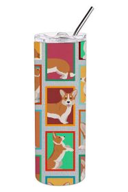 Lots of Red Cardigan Corgi Stainless Steel Skinny Tumbler Vacuum Double Walled Reusable Insulated Travel Cup for Coffee with Lid, 20 oz -E