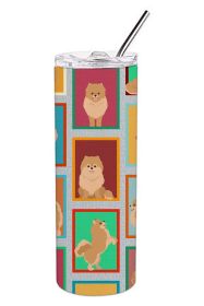 Lots of Orange Pomeranian Stainless Steel Skinny Tumbler Vacuum Double Walled Reusable Insulated Travel Cup for Coffee with Lid, 20 oz -J