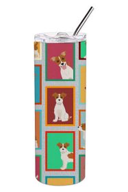 Lots of Red and White Jack Russell Terrier Stainless Steel Skinny Tumbler Vacuum Double Walled Reusable Insulated Travel Cup for Coffee with Lid -M