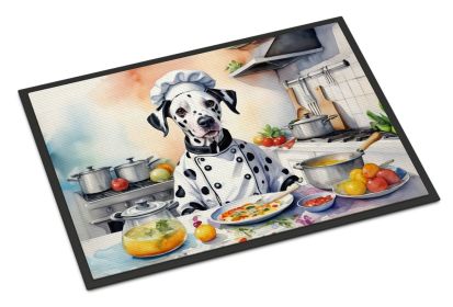 Dalmatian The Chef Doormat Front Door Mat Indoor Outdoor Rugs for Entryway, Non Slip Washable Low Pile, 18H X 27W -E