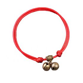 Adjustable Pet Collar with Bell Pendant Lightweight Dog  Collar 7-11 inches Red rope