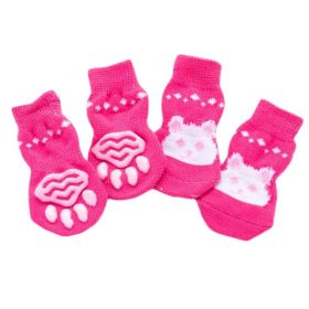 4 Pcs Indoor s Dogs Knitted Socks Pink Rabbit Pattern Dog Paw Protection Foot Covers Puppy Teddy Corgi Pet Shoes