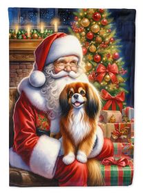 Tibetan Spaniel & Santa Claus Garden Flag Mailbox Flag Decorative Yard Flag Banner Outside Patio Artwork Yard Flower Beds Garden