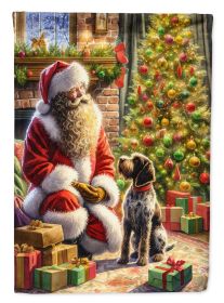 Wirehaired Pointing Griffon & Santa Claus Garden Flag Mailbox Flag Decorative Yard Flag Banner Outside Patio Artwork Yard Flower Beds Garden