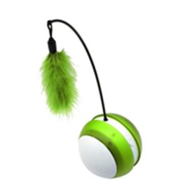 Rolling Pet Toys Interactive 360 Degree Automatic Self Rotating LED Light Sound Cat Chaser Ball Exercise with Detachable Feather-U