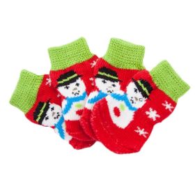 4 Pcs Dog Knitted Pet Socks Cartoon Cute Christmas Puppy  Socks Dog Foot Covers Poodle Teddy Socks Snowman