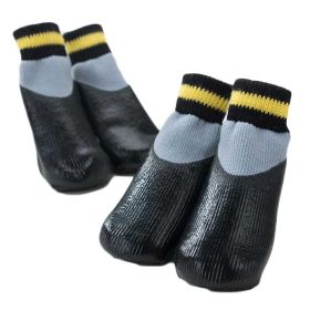 4 Pcs Dog Knitted Socks Pet Socks Dog Waterproof Coated Socks Paw Protective Socks Black Grey 4#
