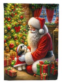 Shih Tzu & Santa Claus Garden Flag Mailbox Flag Decorative Yard Flag Banner Outside Patio Artwork Yard Flower Beds Garden