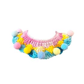 Pink Blue Yellow  Dog Collar Handmade Knitted Necklace Collar Rabbit Teddy Bichon Pet Crochet Scarf Bib