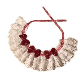 Red Bowknot Retro Lace Collars Handmade Dog Necklace  Neckerchief 8.2-11.2"
