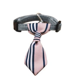 Adjustable Pink Vertical Stripe Dog  Neck Tie Gentleman Dog Collar 6-11 Inches