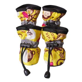 4 Pcs Yellow Cute Dog Shoes Foot Covers Rain Shoes Puppy  Waterproof Pet Shoes 4#