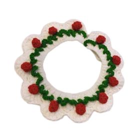 White Strawberry Pet Knitted Collar Handmade Crochet Necktie Collar  Dog Necklace Pet Cute Scarf Bib