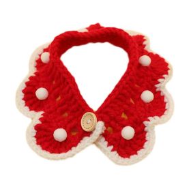 Red Handmade Pet Knitted Collar New Year Christmas Decoration Necklace  Dog Rabbit Crochet Cute Scarf Bib
