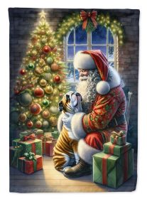English Bulldog & Santa Claus Garden Flag Mailbox Flag Decorative Yard Flag Banner Outside Patio Artwork Yard Flower Beds Garden